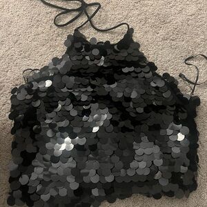 Forever 21 Black Sequin Crop Top
